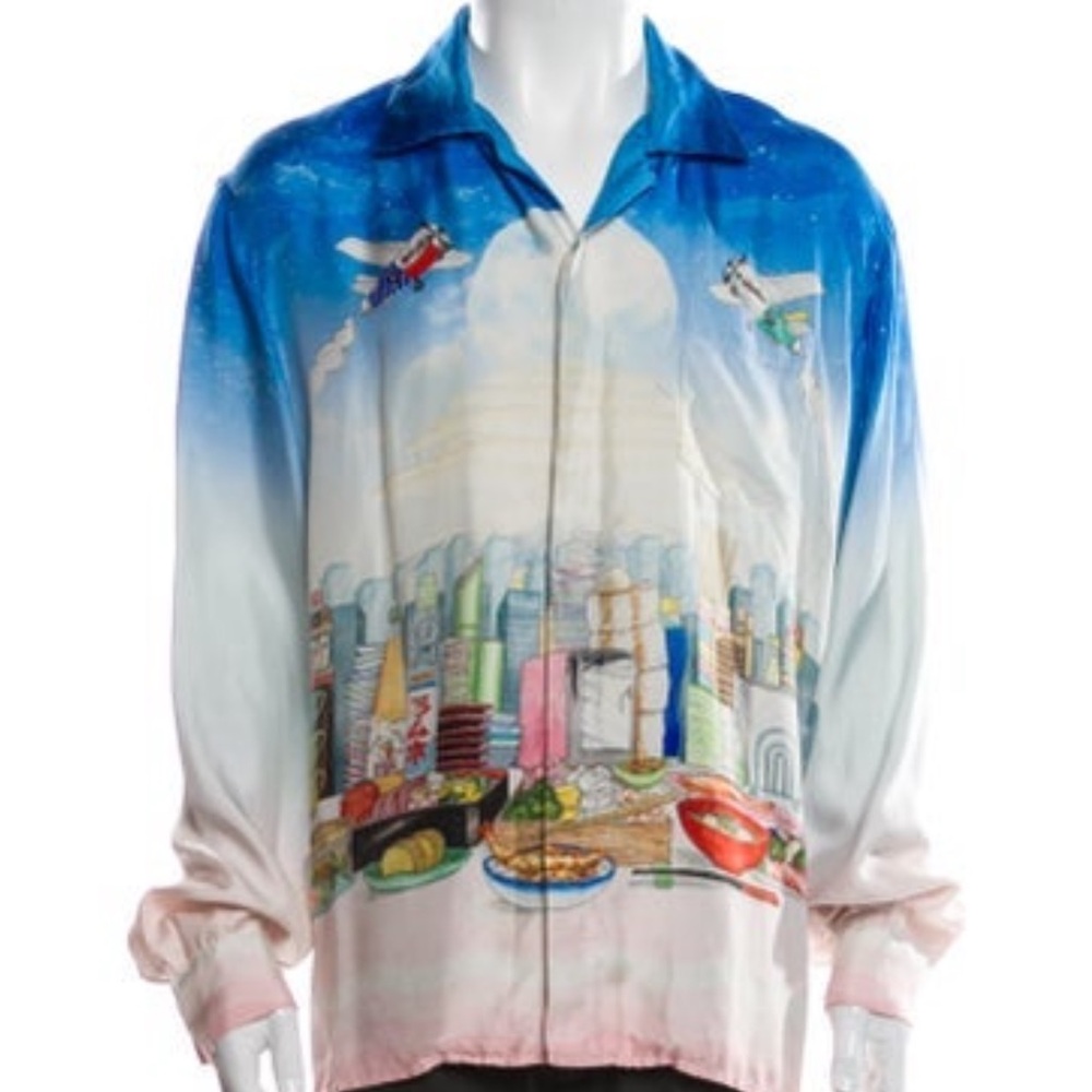 Casablanca Long-Sleeve Cuban Collar Shirt 'Casa Café' - Picture 5 of 5